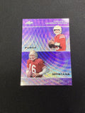 Brock Purdy / Joe Montana 2023 Leaf Dual Metal Purple /15 RC 49ers