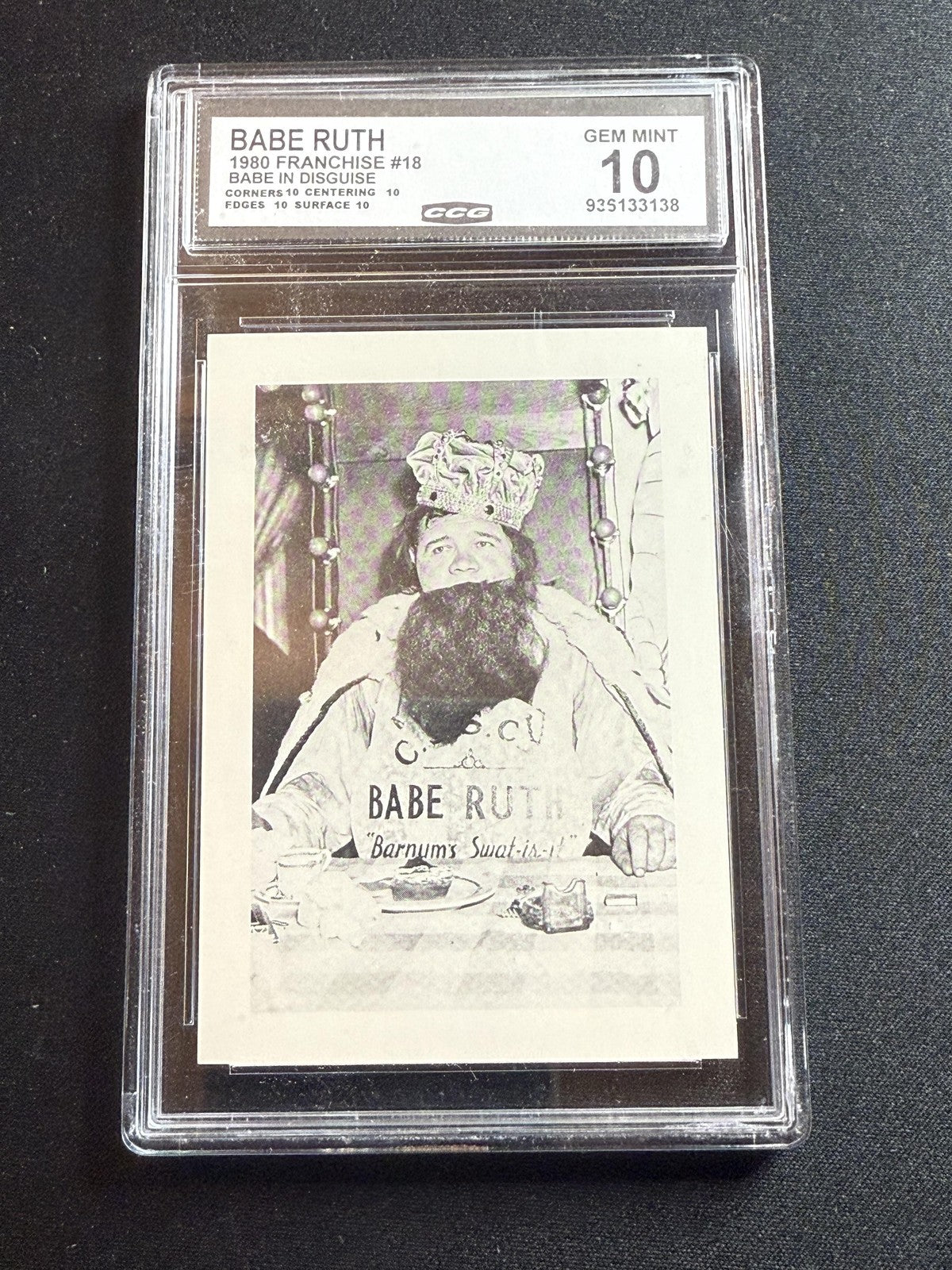 Babe Ruth 1980 Franchise Babe in Disguise CCG 10 RC