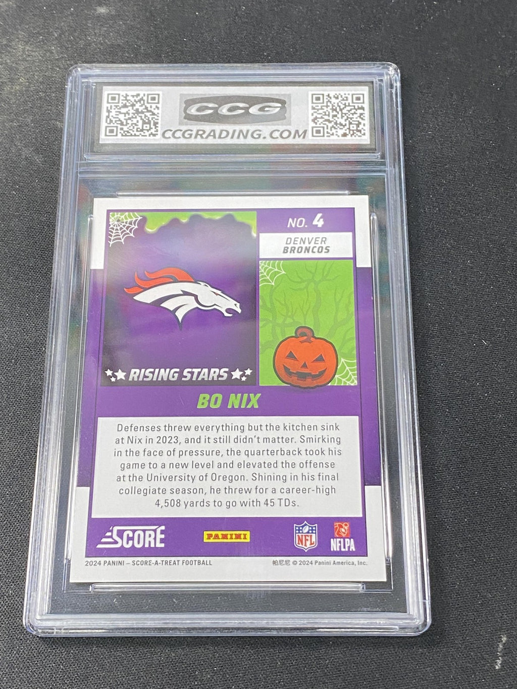 Bo Nix 2024 Panini Score-A-Treat Pumpkins CCG 10 Rookie