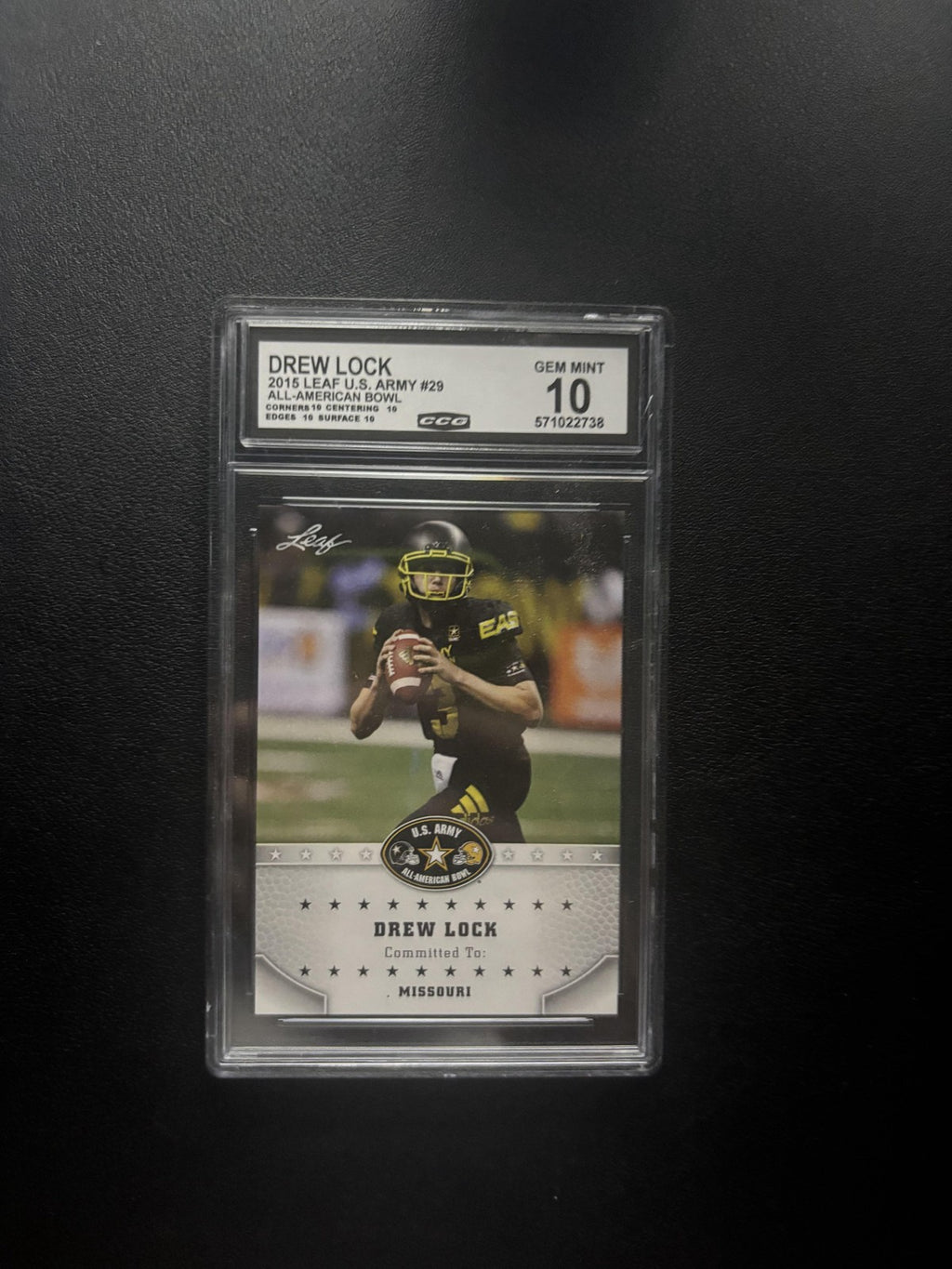 Drew Lock 2015 Leaf US Army All American Bowl CCG 10 RC
