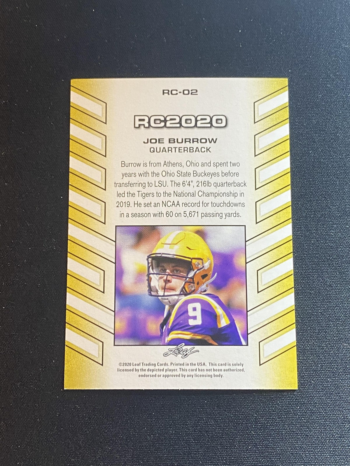 Joe Burrow 2020 Leaf RC2020 RC02 RC 10 Count Lot