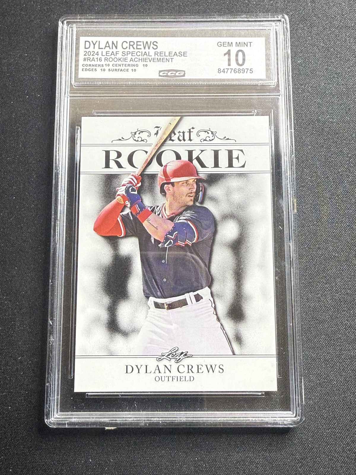 Dylan Crews 2024 Leaf Rookie Achievement CCG 10 Nationals Rookie