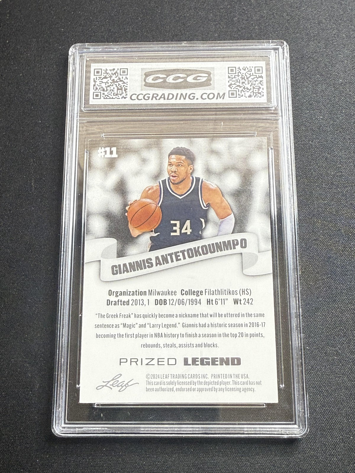 Giannis Antetokounmpo 2024 Leaf Prized Legend CCG 10 Bucks