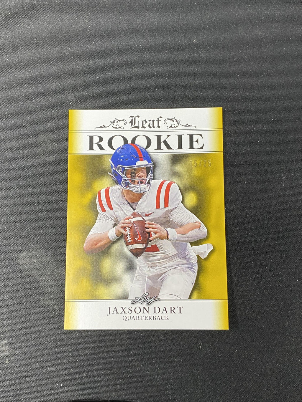 Jaxson Dart 2024 Leaf Rookie Achievement Gold /25 RC NY Giants