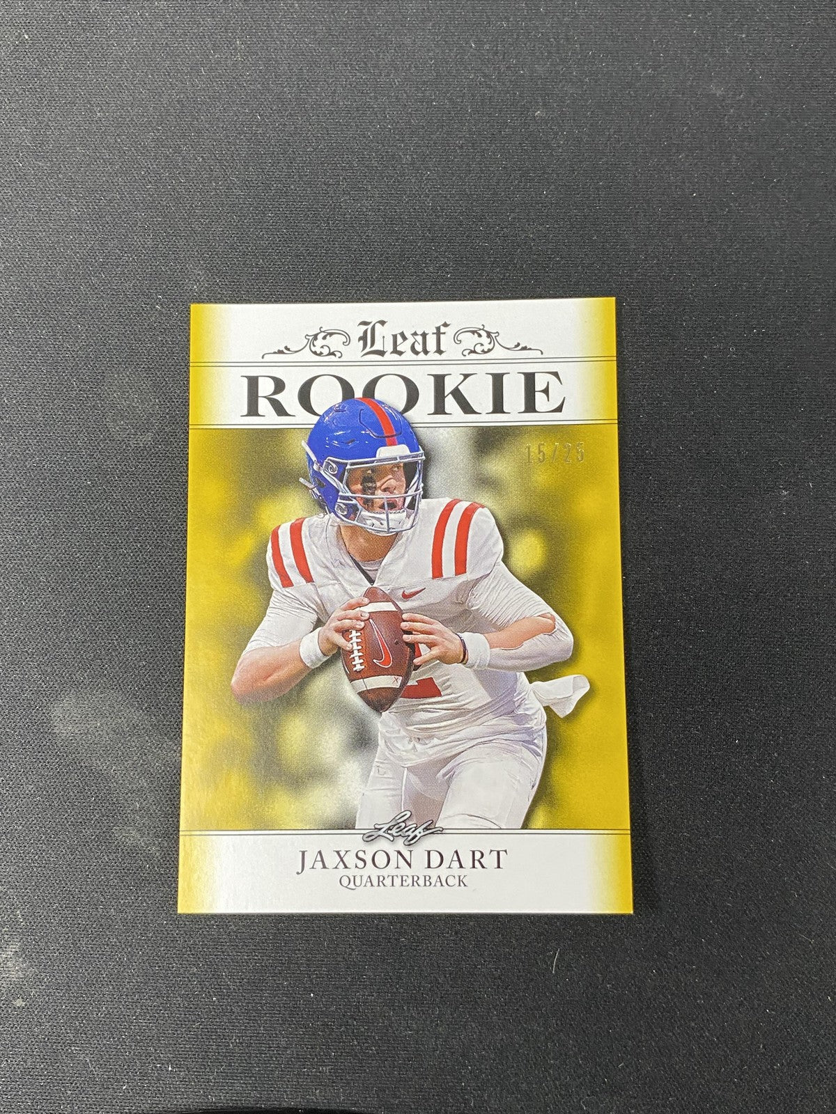Jaxson Dart 2024 Leaf Rookie Achievement Gold /25 RC NY Giants