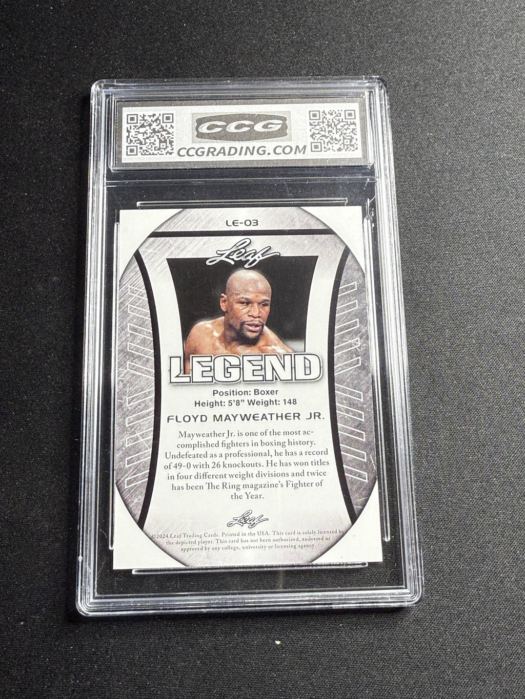 Floyd Mayweather Jr. 2024 Leaf Flag Legend CCG 10