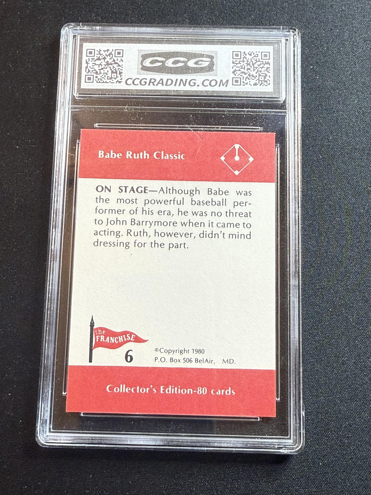Babe Ruth 1980 Franchise On Stage CCG 10 RC