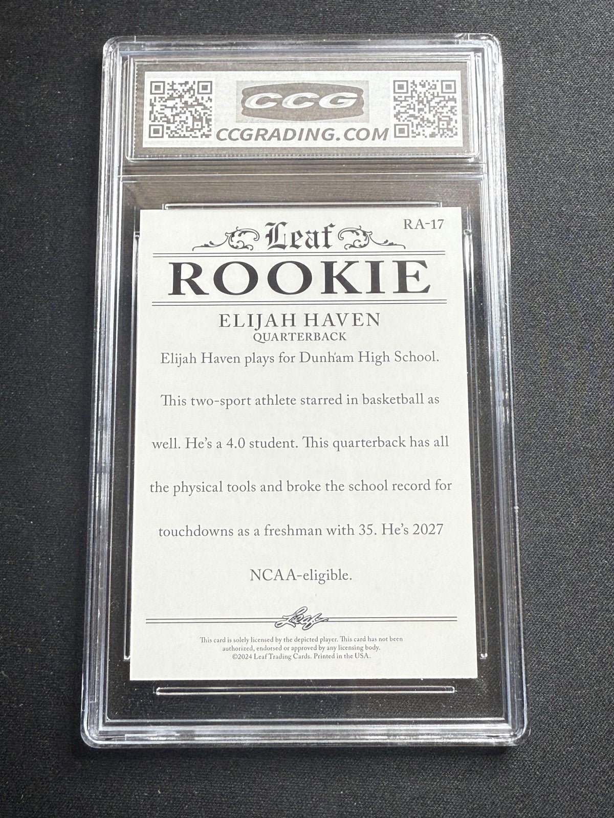 Elijah Haven 2024 Leaf Rookie Achievement CCG 10 Rookie