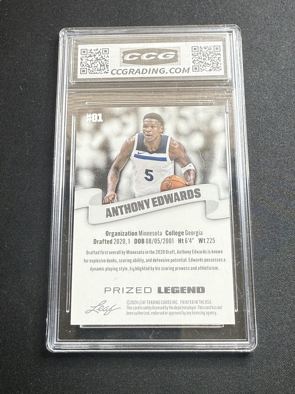 Anthony Edwards 2024 Leaf Prized Legend CCG 10 Timberwolves