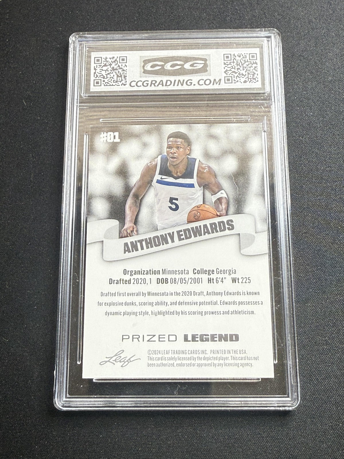 Anthony Edwards 2024 Leaf Prized Legend CCG 10 Timberwolves