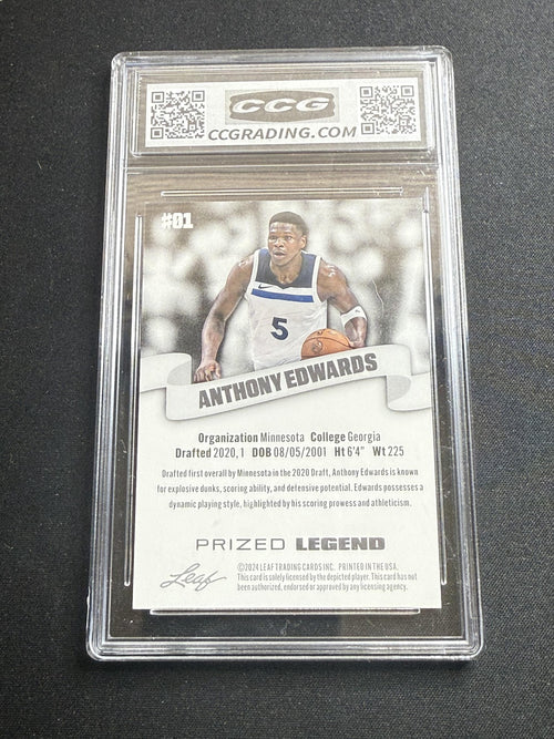 Anthony Edwards 2024 Leaf Prized Legend CCG 10 Timberwolves