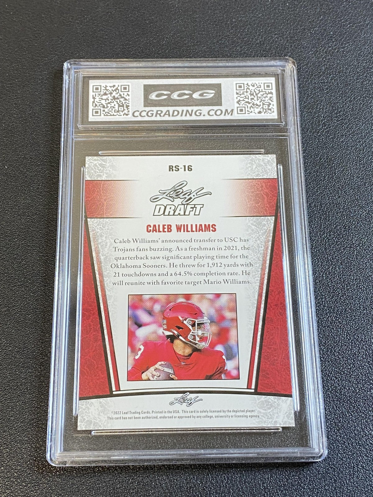 Caleb Williams 2022 Leaf Draft Silver Rookie CCG 10 Bears