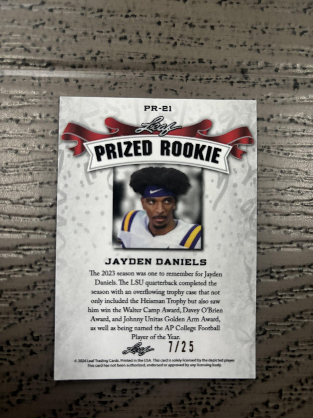 Jayden Daniels 2024 Leaf Prized Metal Rookie /25 RC Commanders