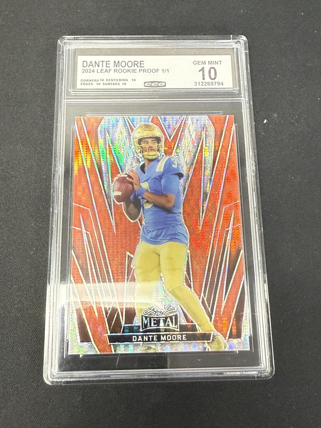 Dante Moore 2024 LEAF ROOKIE PROOFS 1/1 CCG 10 Oregon Ducks Rookie