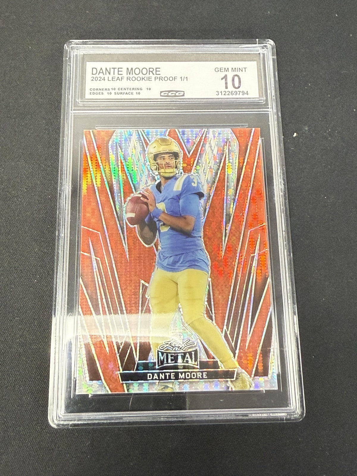 Dante Moore 2024 LEAF ROOKIE PROOFS 1/1 CCG 10 Oregon Ducks Rookie