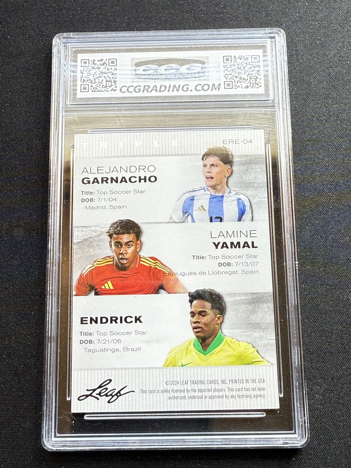 Garnacho / Yamal / Endrick 2024 Leaf Triple Legends CCG 10 RC