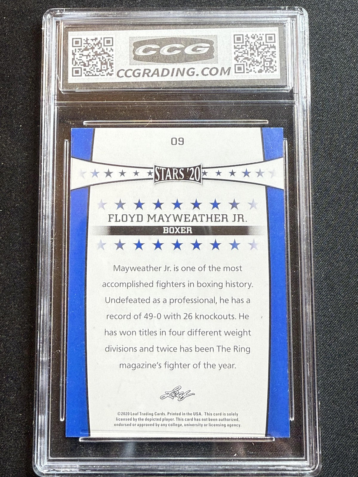 Floyd Mayweather Jr 2020 Leaf Stars CCG 10 RC