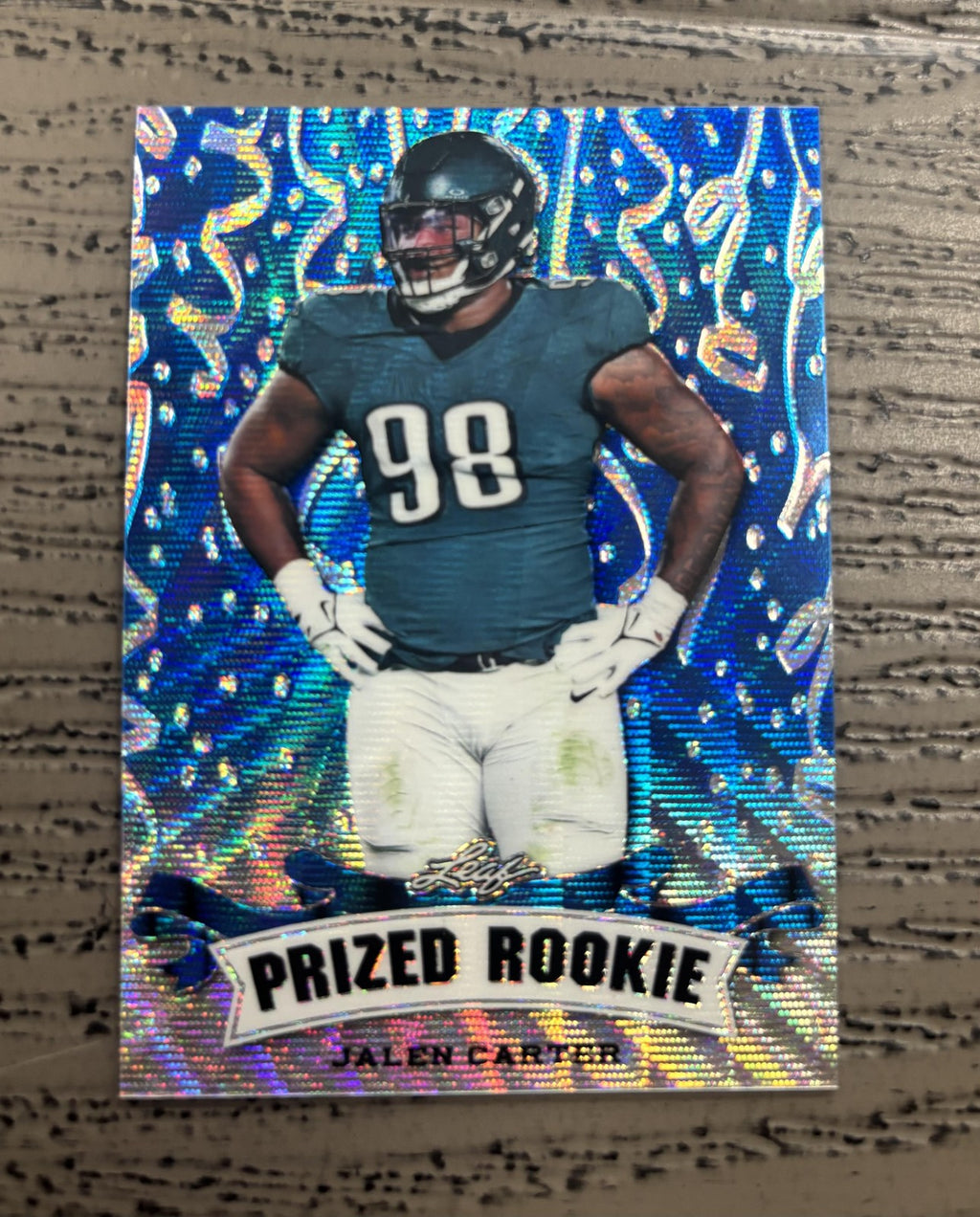 Jalen Carter 2023 Leaf Prized Metal Rookie Blue /20 RC Eagles