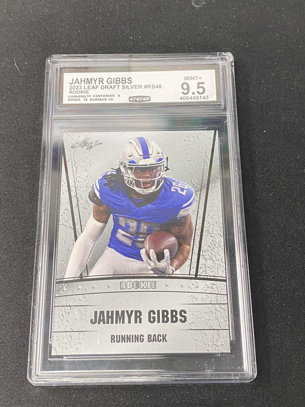 Jahmyr Gibbs 2023 Leaf Draft Silver CCG 9.5 Alabama Crimson Tide Rookie