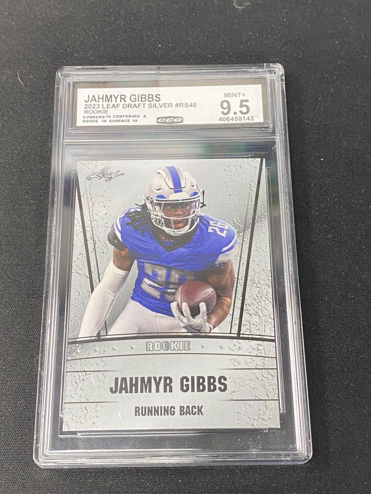 Jahmyr Gibbs 2023 Leaf Draft Silver CCG 9.5 Alabama Crimson Tide Rookie