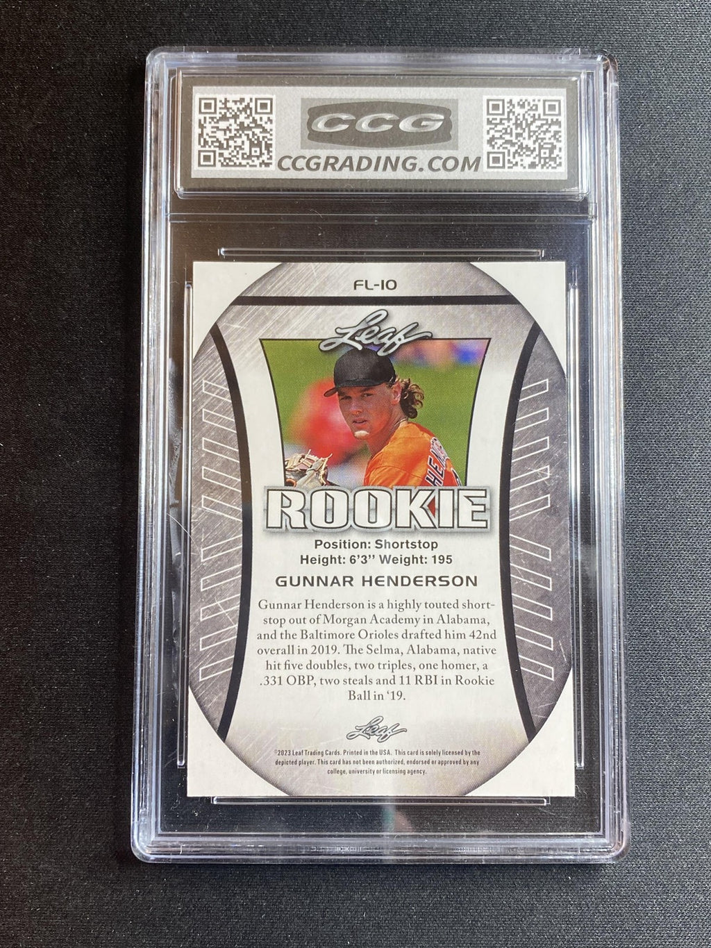Gunnar Henderson 2023 Leaf Exclusive Edition FL10 CCG 10 RC