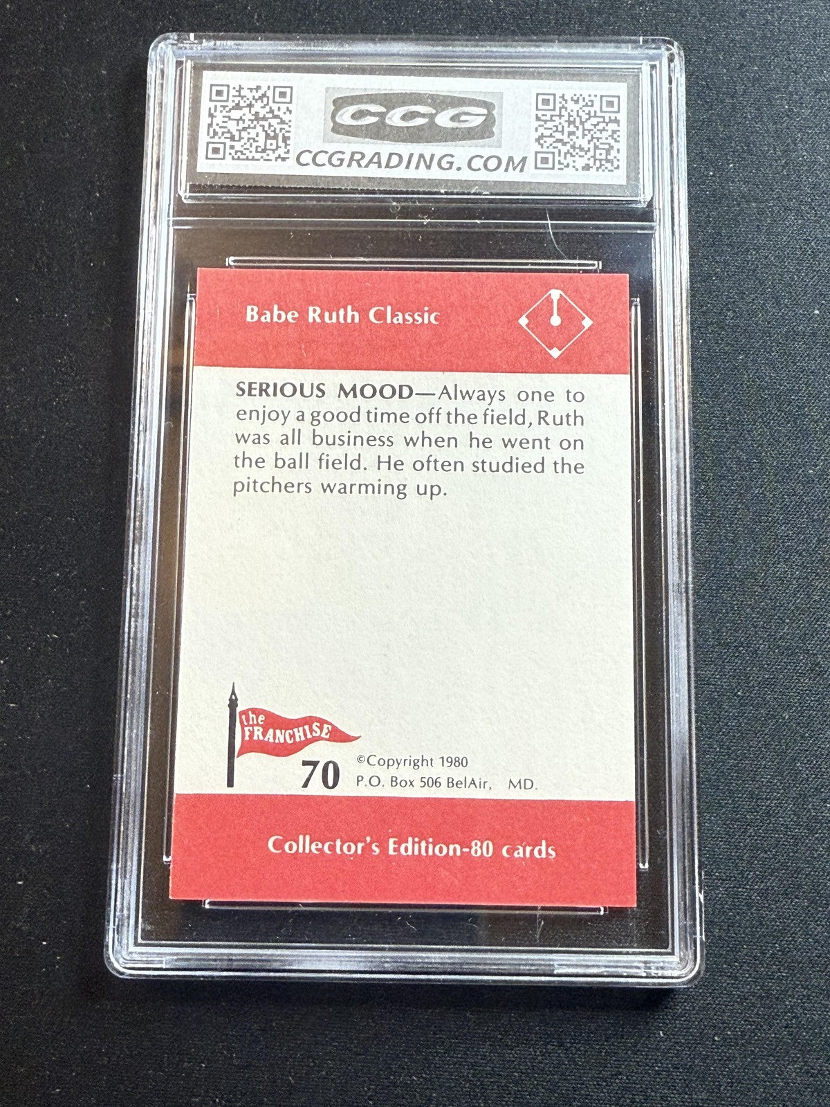 Babe Ruth 1980 Franchise Serious Mood CCG 10 RC
