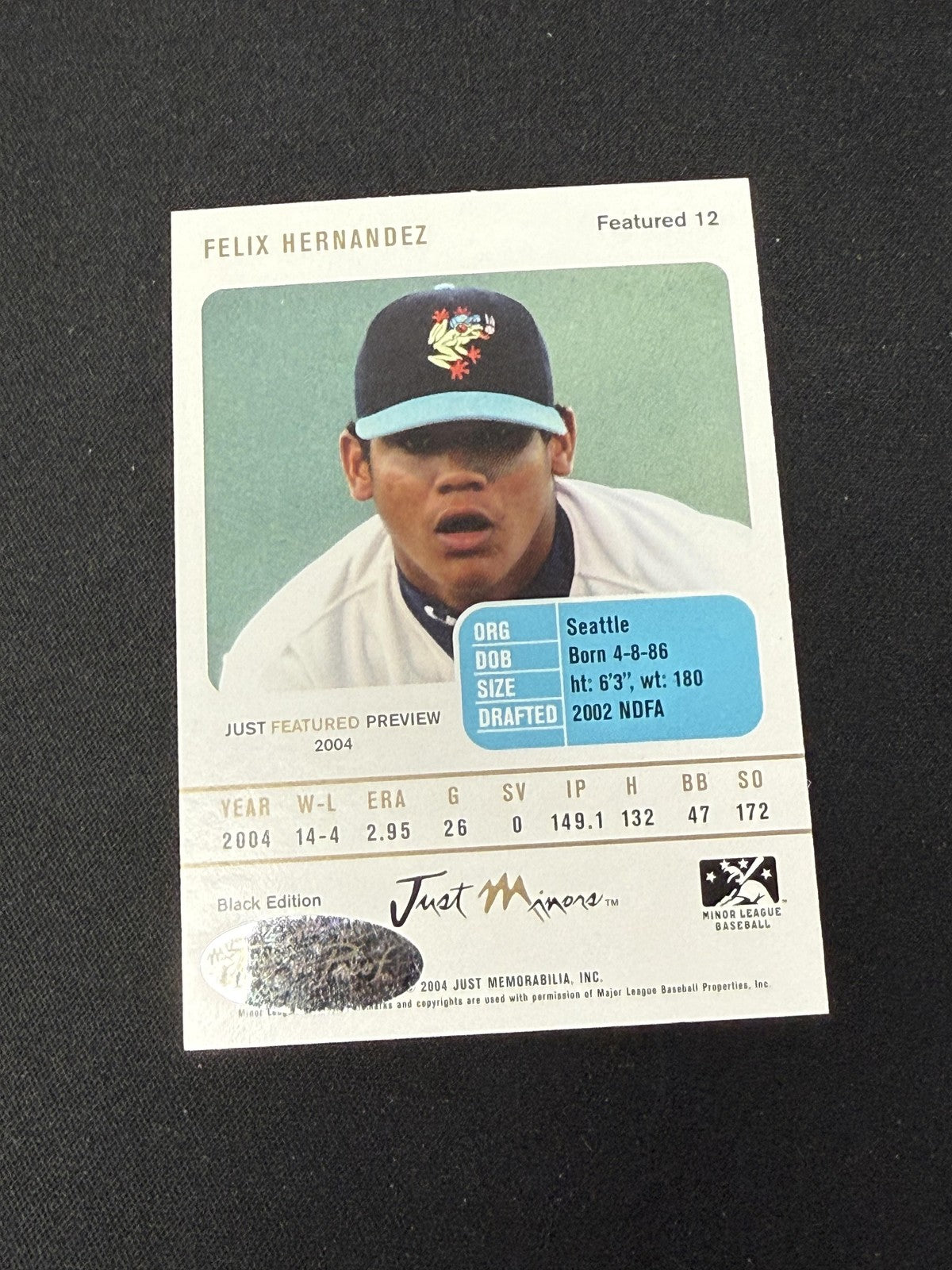 Felix Hernandez 2003 Just Minors Autographs RC Mariners