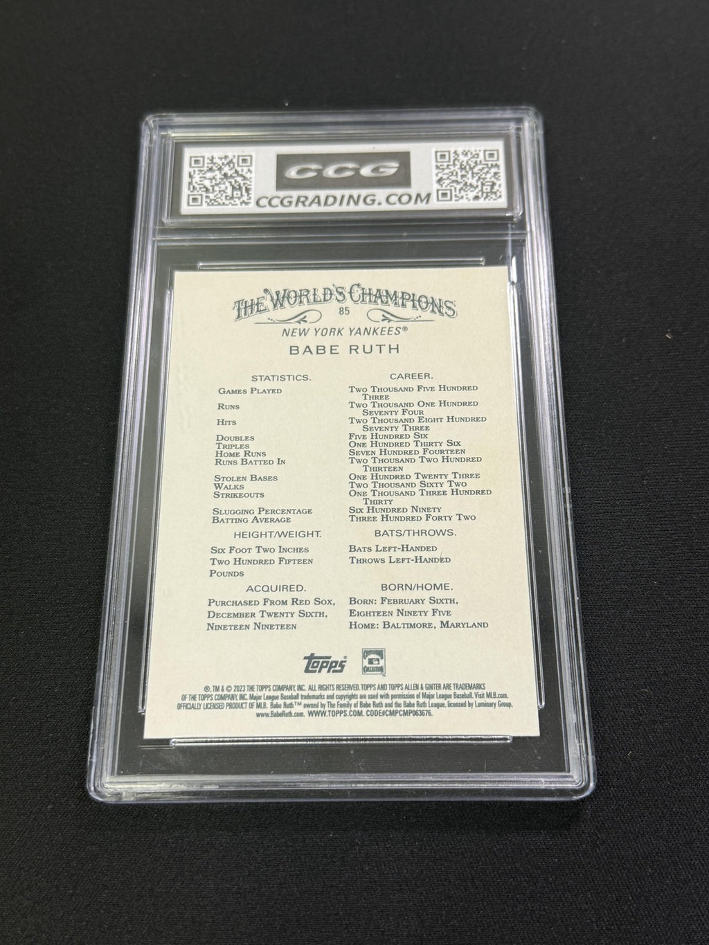 Babe Ruth 2023 Topps Allen & Ginter CCG 10 Rookie