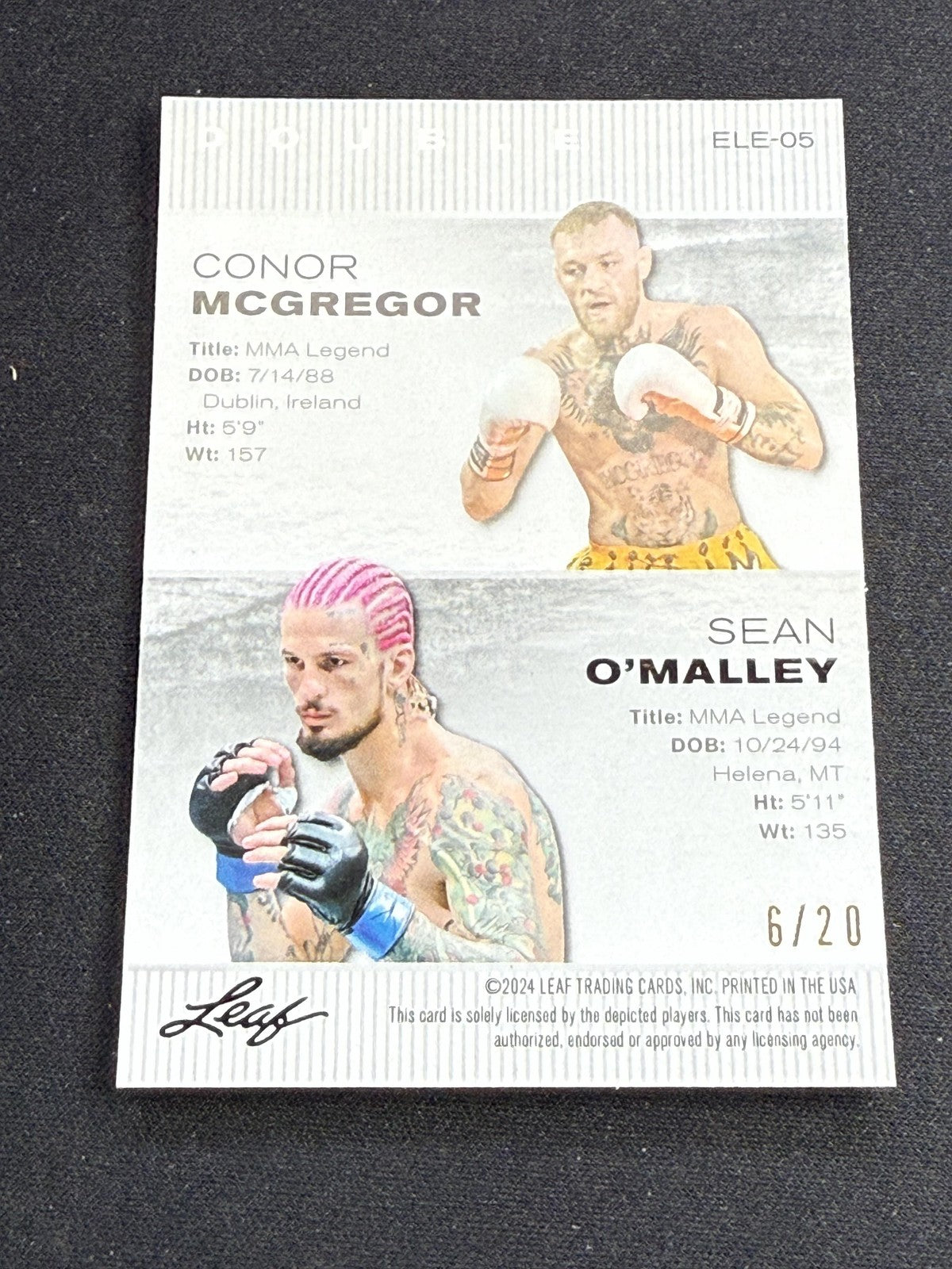 Conor McGregor / Sean O'Malley 2024 Leaf Metal Dual Blue /20 RC