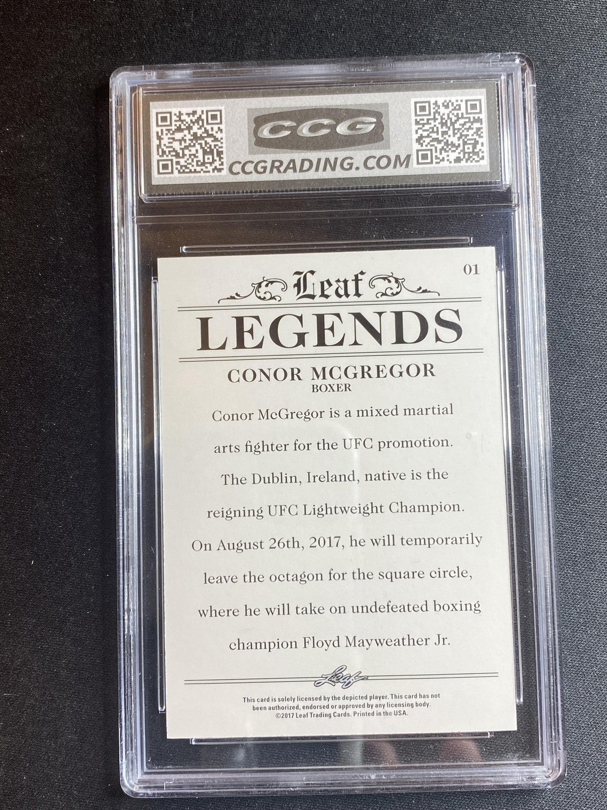 Conor McGregor 2017 Leaf Legends Achievements 1 CCG 10 RC