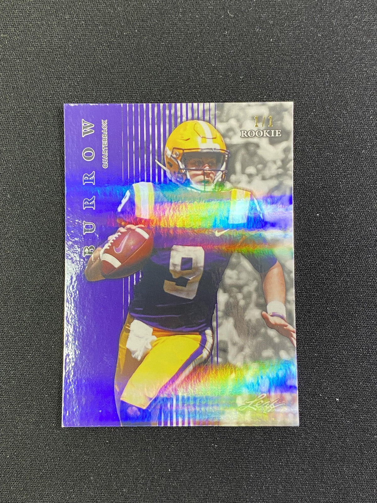 Joe Burrow 2020 LEAF Rookie 1/1 Purple RC Bengals