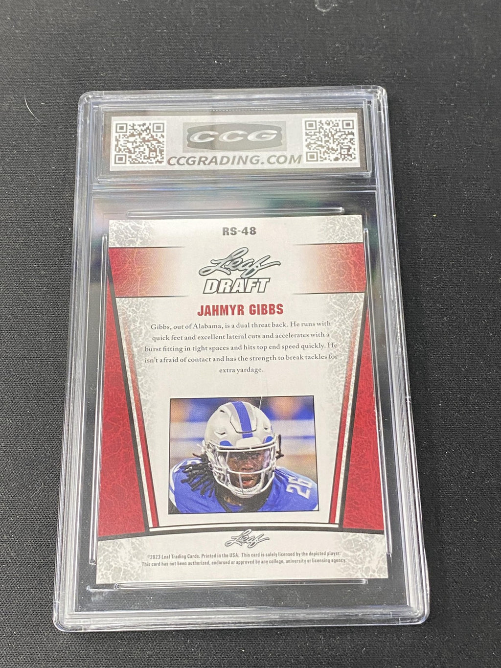 Jahmyr Gibbs 2023 Leaf Draft Silver CCG 9.5 Alabama Crimson Tide Rookie