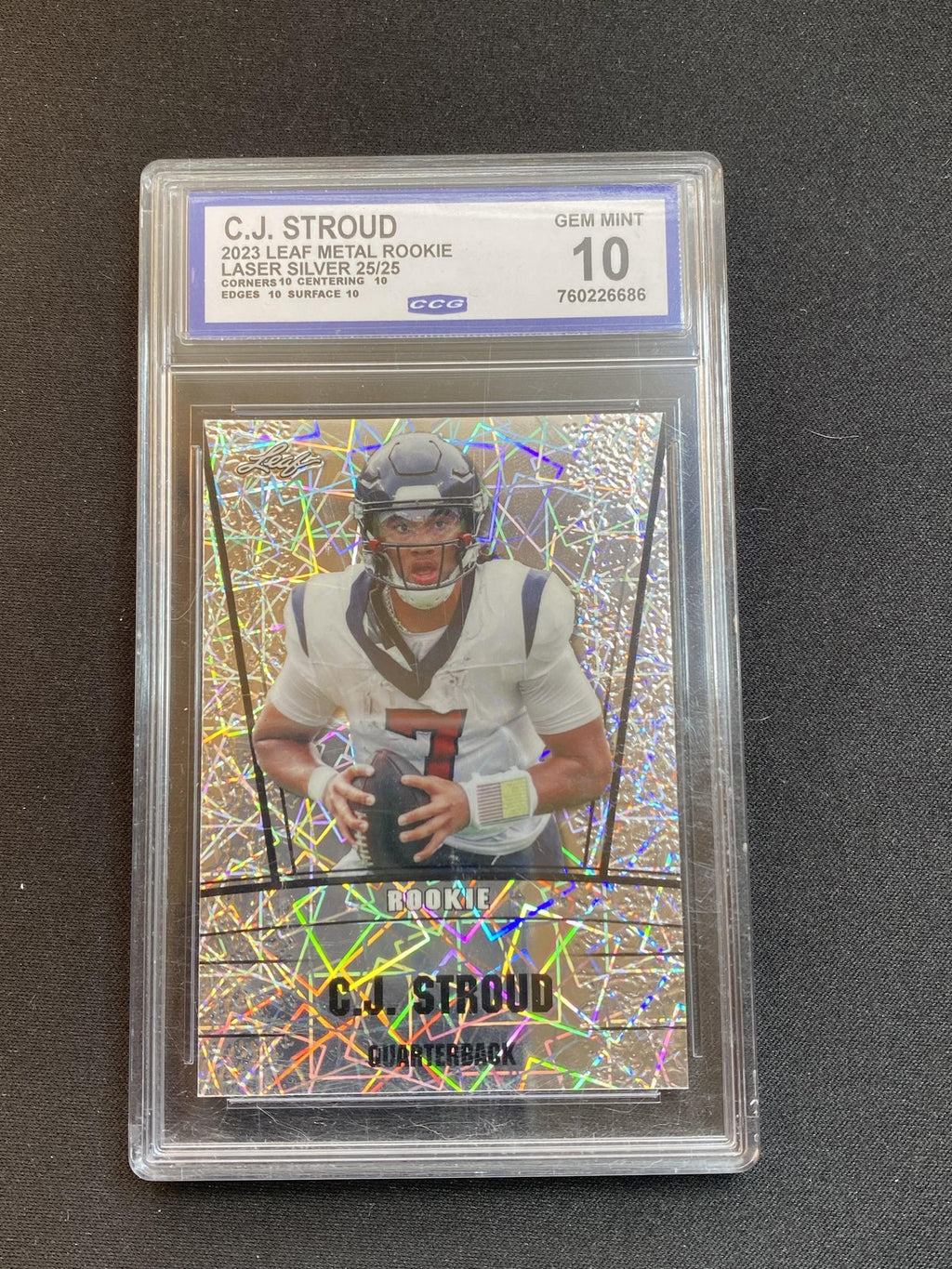 CJ Stroud 2023 Leaf Metal Rookie Laser Silver /25 CCG 10