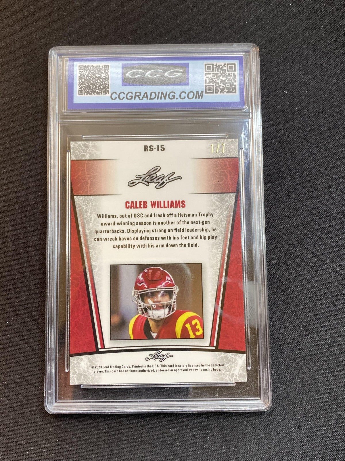 Caleb Williams 2023 Leaf Metal Rookie Kaleidoscope Black #/7 CCG 10