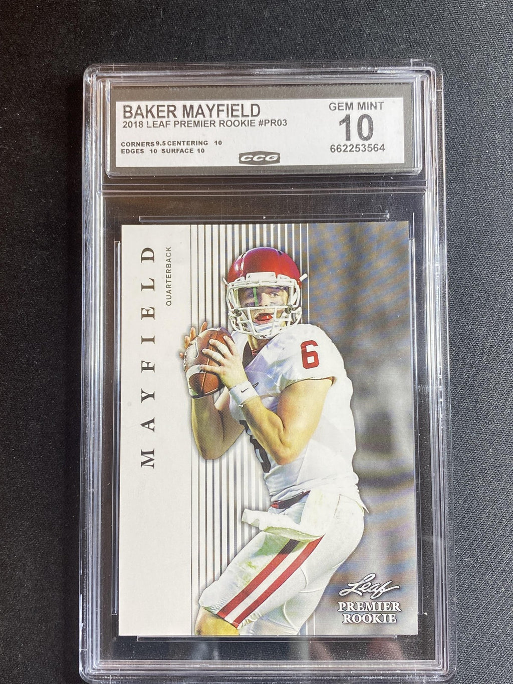 Baker Mayfield 2018 Leaf Premier Rookie PR03 CCG 10 RC