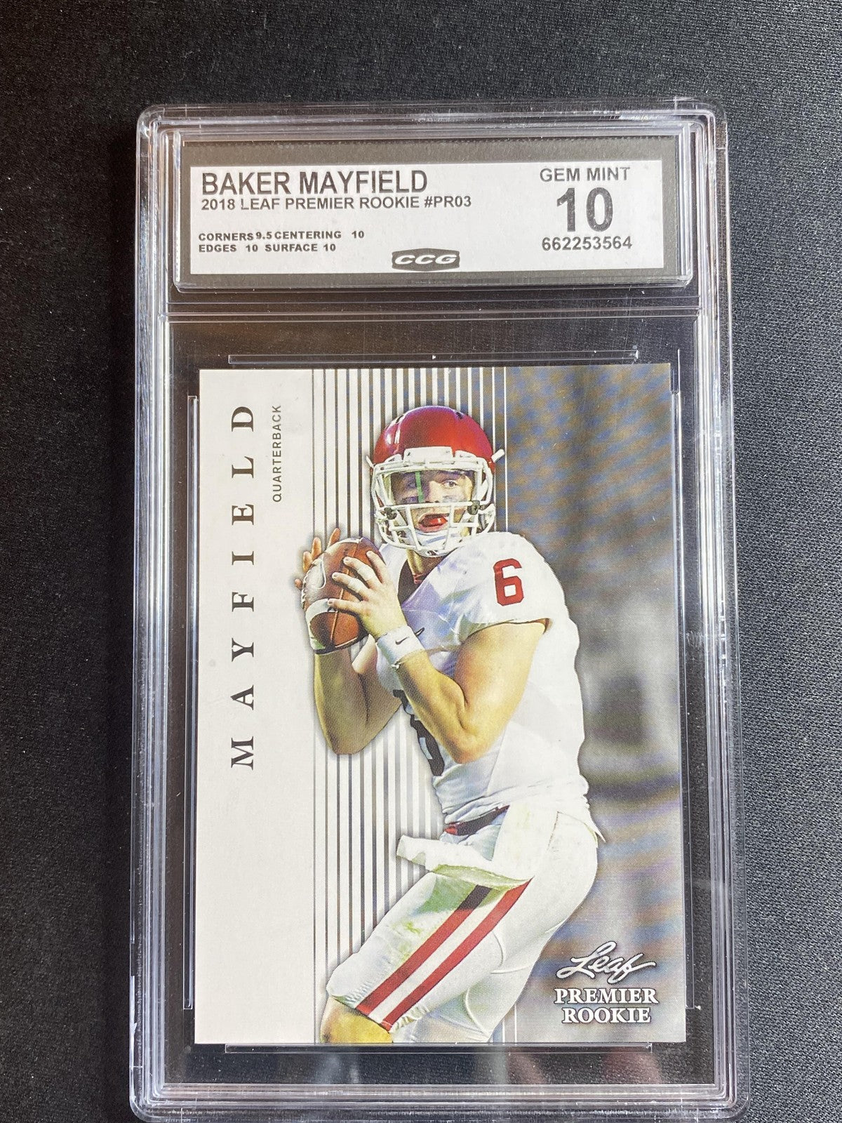 Baker Mayfield 2018 Leaf Premier Rookie PR03 CCG 10 RC