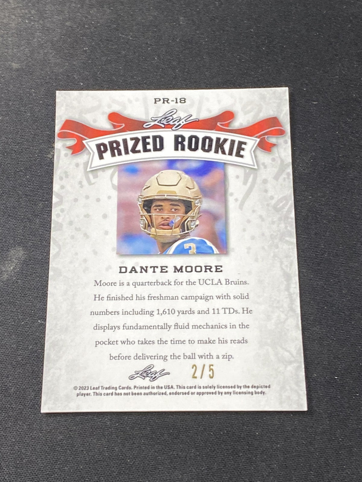 Dante Moore 2023 Leaf Prized Metal Rookie Green \5 RC