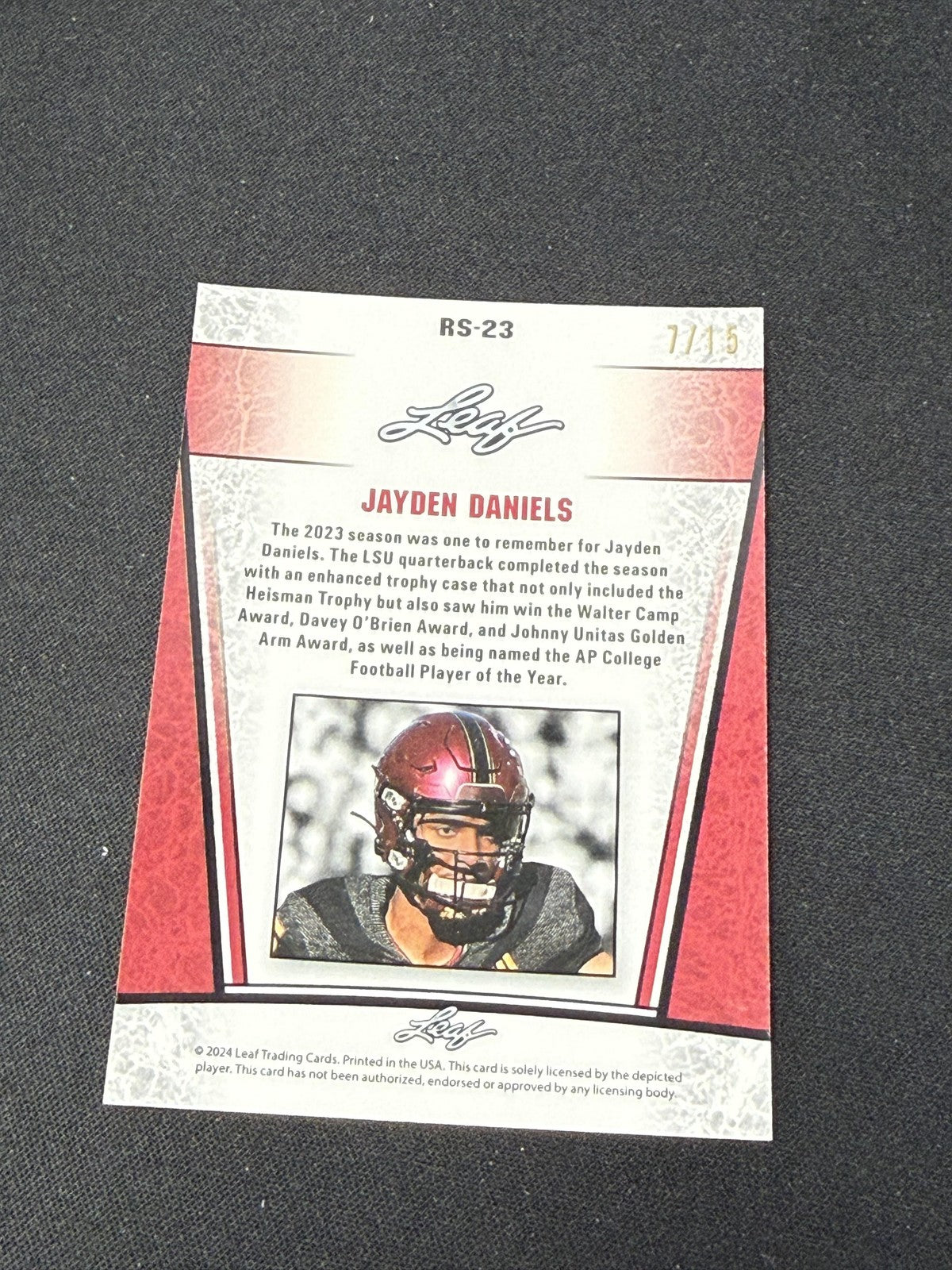 Jayden Daniels 2024 Leaf Metal Rookie Purple /15 RC Commanders