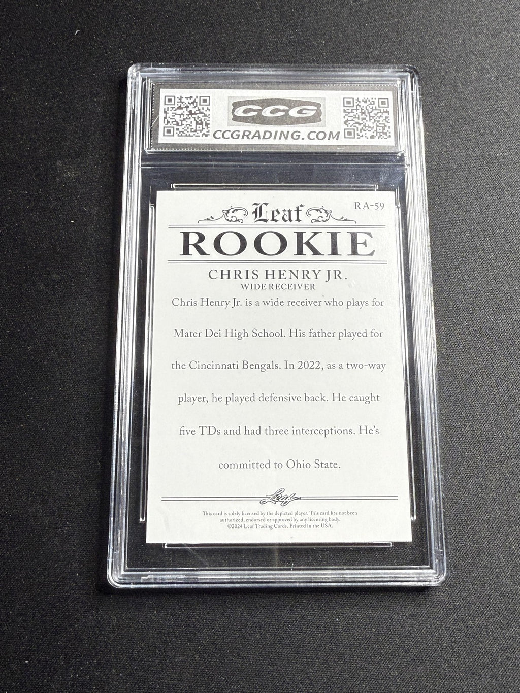Chris Henry Jr. 2024 Leaf Rookie Achievements CCG 10