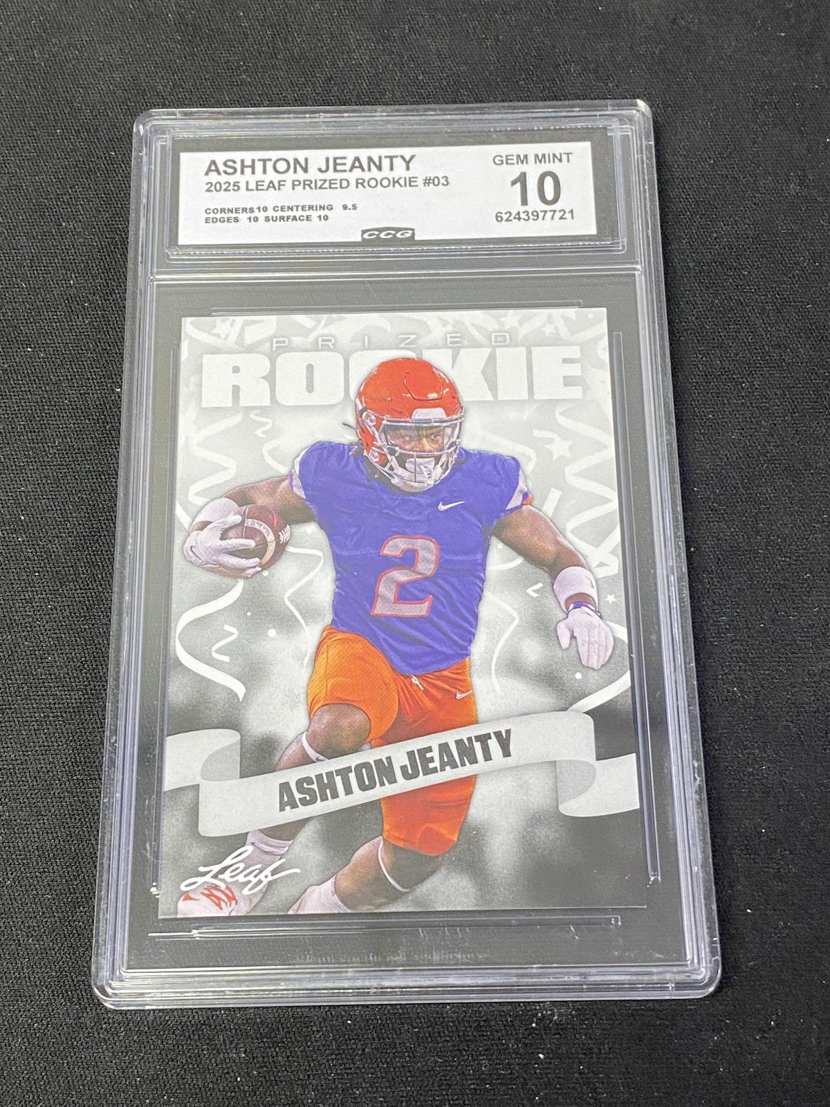 Ashton Jeanty 2025 Leaf Prized Rookie CCG 10 Raiders Rookie