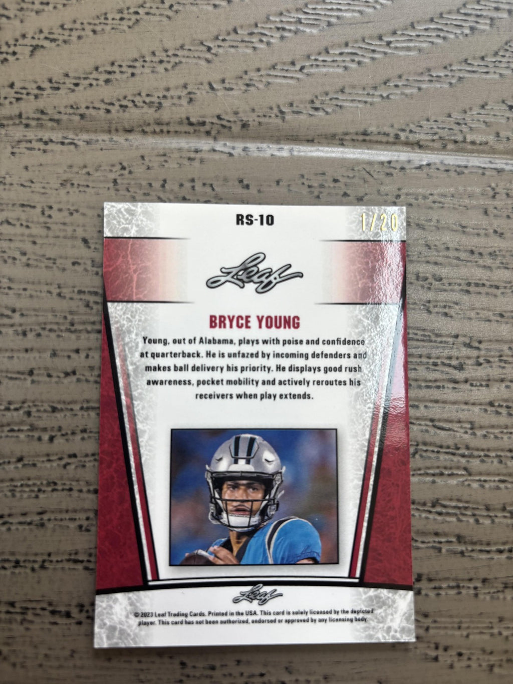 Bryce Young 2023 Leaf Metal Rookie Blue /20 RC Panthers