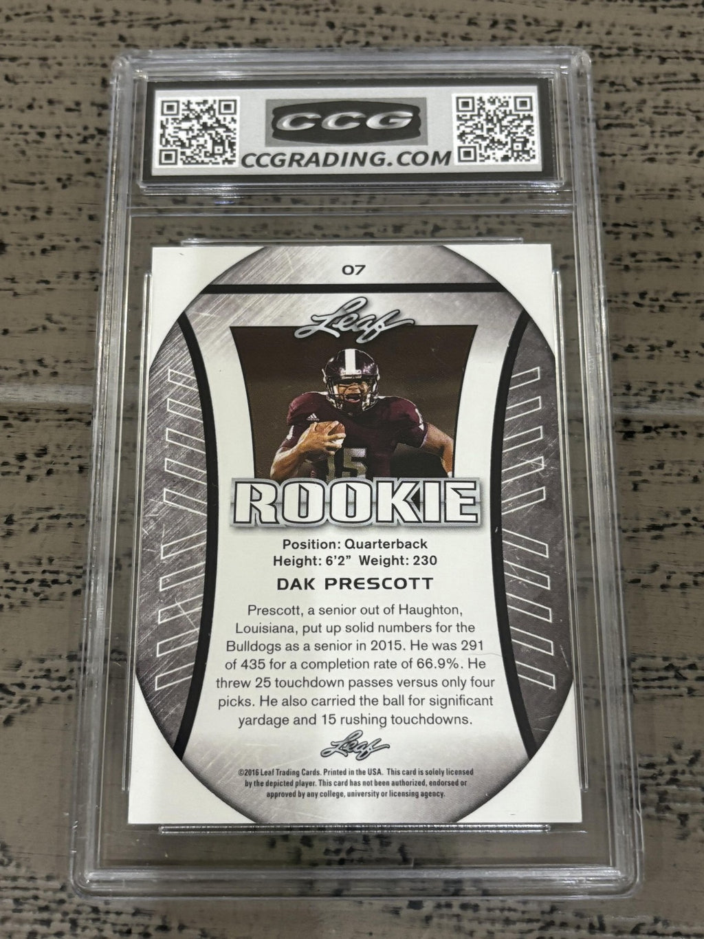 Dak Prescott 2016 Leaf Flag CCG 10 RC