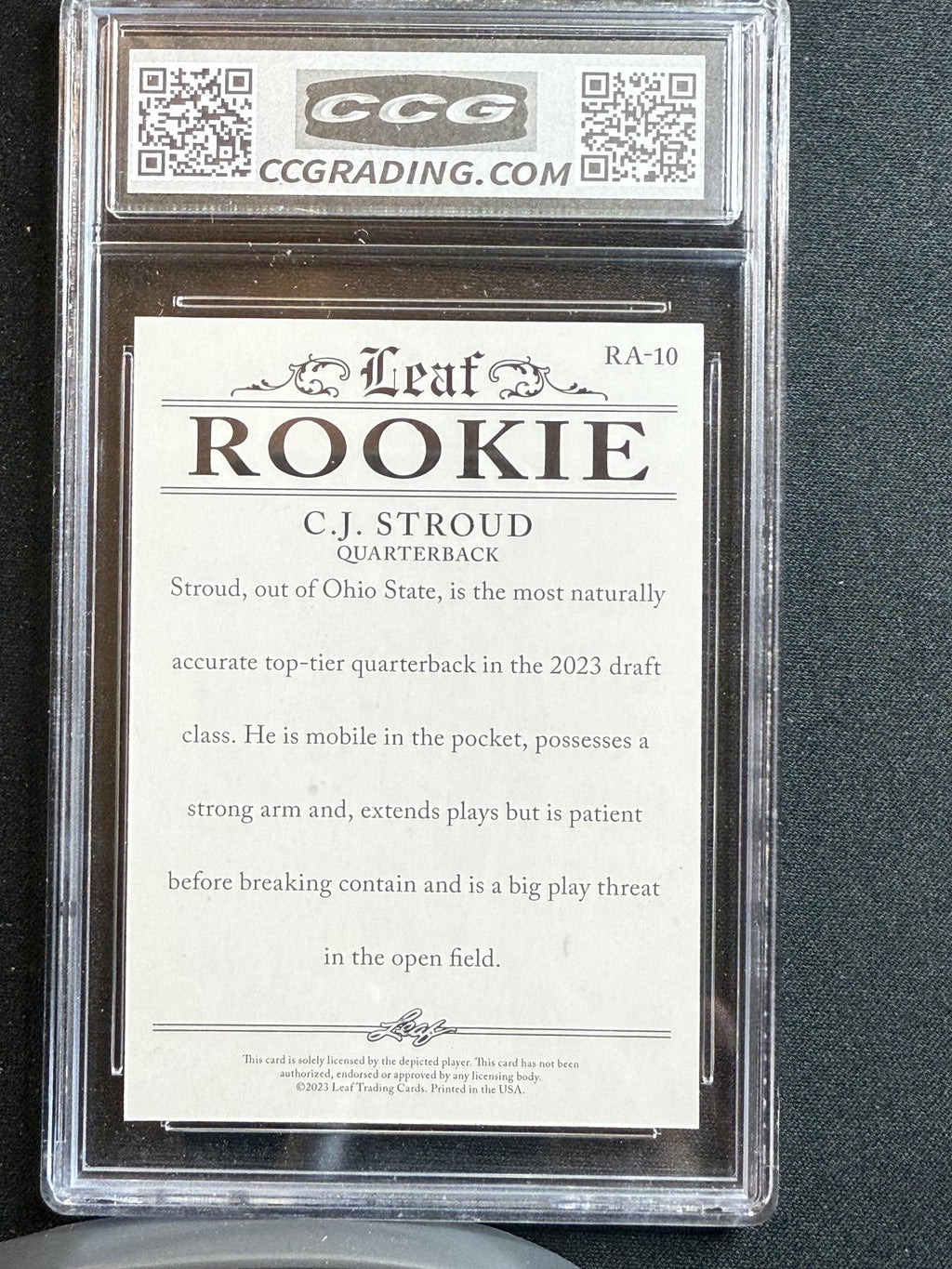CJ Stroud 2023 Leaf Rookie Achievements CCG 10 RC
