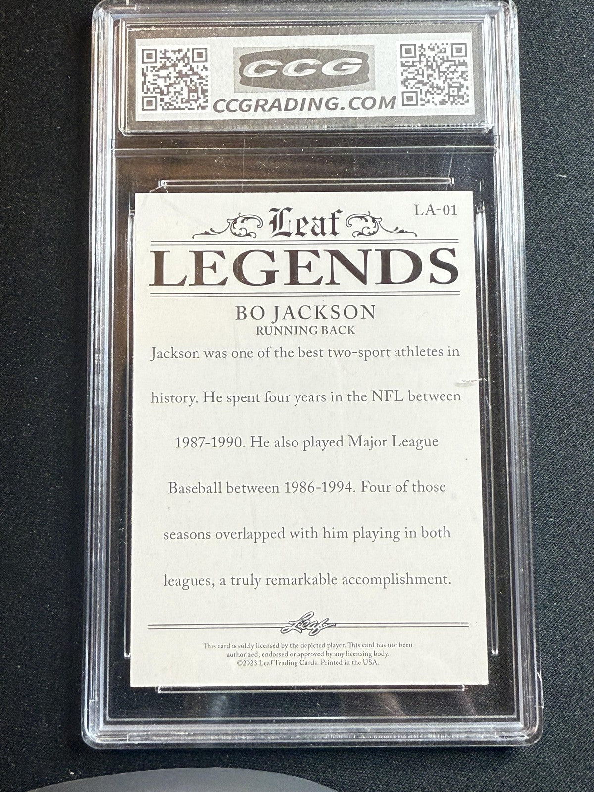 Bo Jackson 2023 Leaf Legends Achievement CCG 10 RC