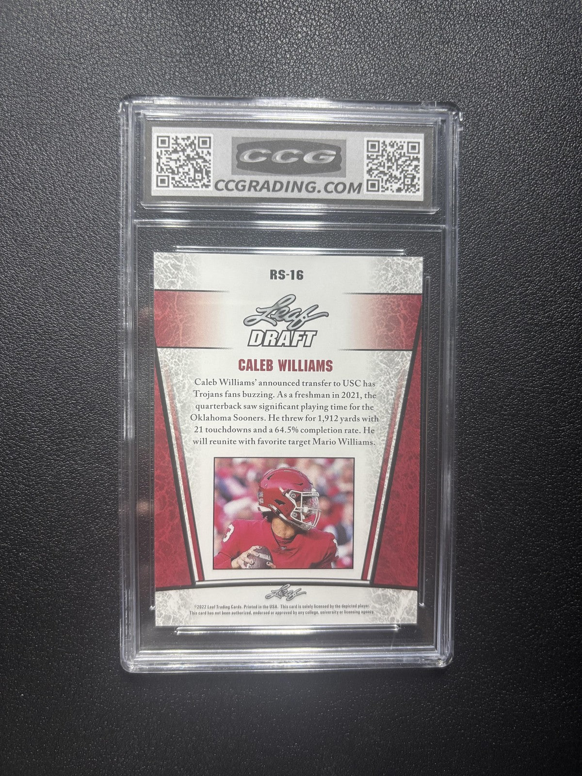 Caleb Williams 2022 Leaf Draft CCG 9.5 RC