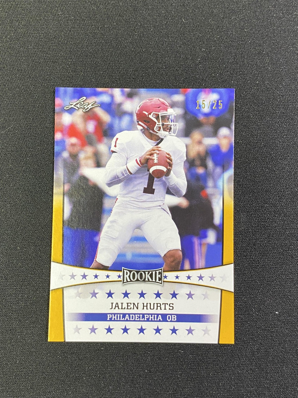 Jalen Hurts 2021 Leaf Rookie Gold /25 RC Eagles