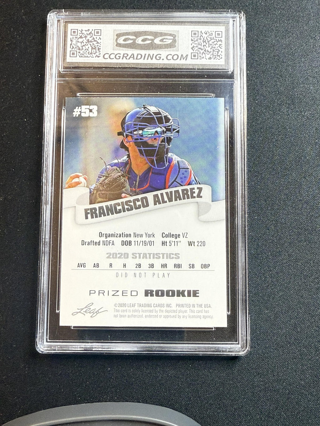 Francisco Alvarez 2020 Leaf Prized Rookie CCG 10 RC