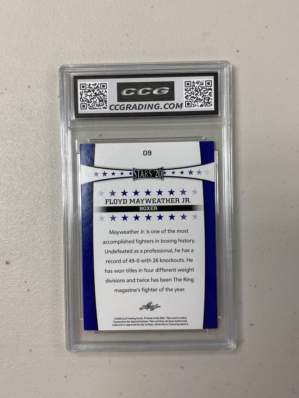 Floyd Mayweather Jr. 2020 Leaf 2020 Leaf Special Release Stars 09 CCG 10 Rookie