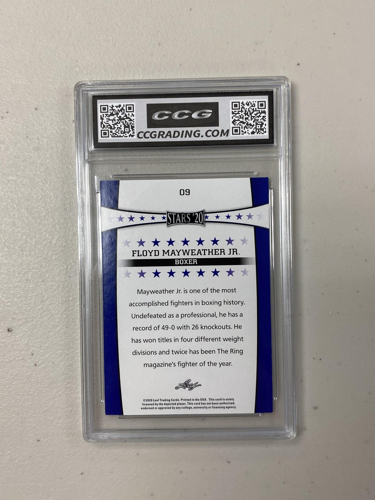 Floyd Mayweather Jr. 2020 Leaf 2020 Leaf Special Release Stars 09 CCG 10 Rookie