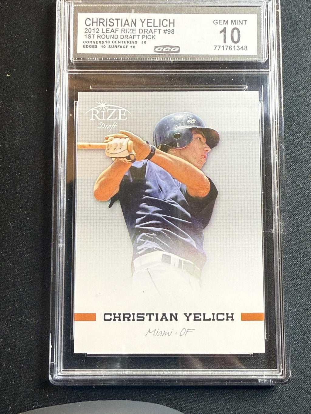 Christian Yelich 2012 Leaf Rize Draft CCG 10 RC
